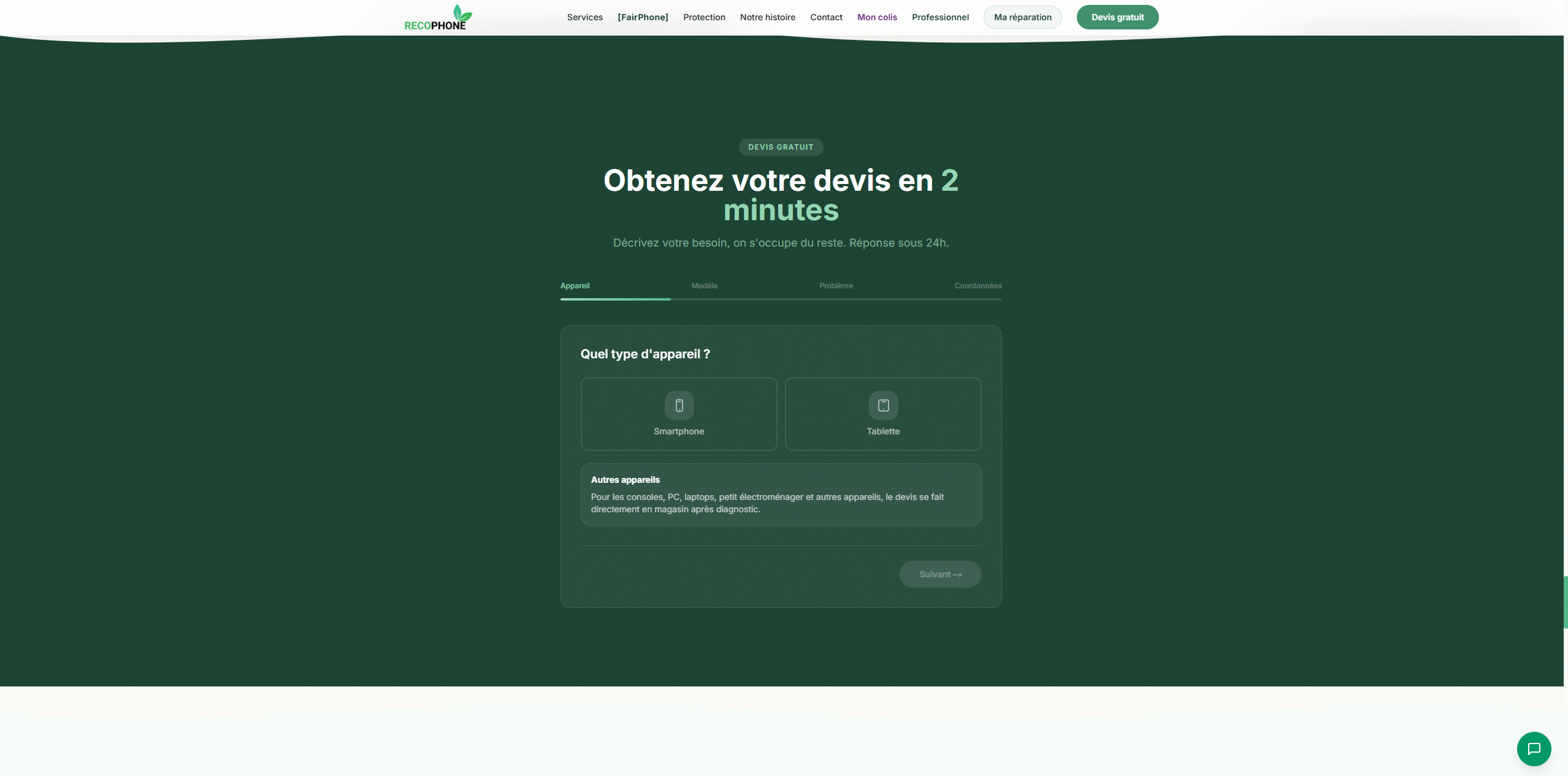 RecoPhone — Formulaire de devis